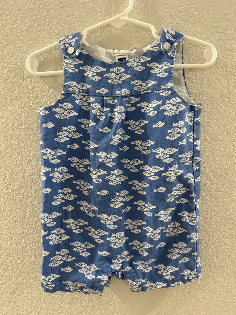Janie & Jack Blue Fish Print Romper